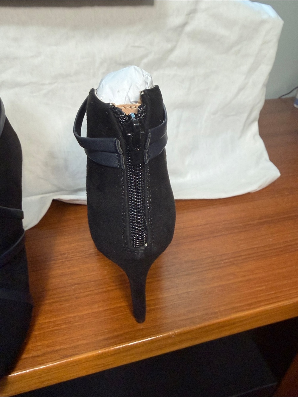 Black Women's Strappy Peep-Toe Ankle Booties - Picture 6 of 6